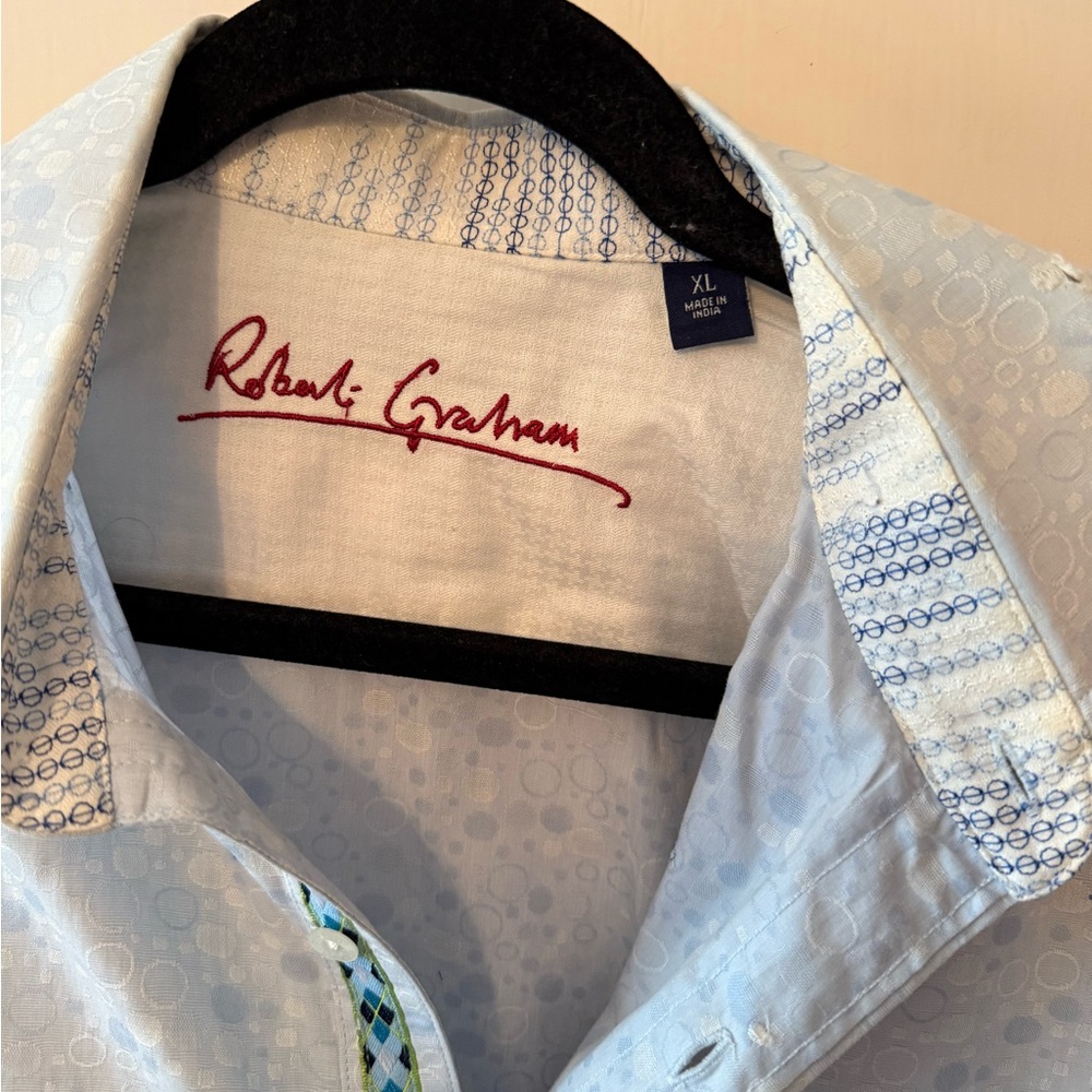 Robert Graham Light Blue Patterned Button-Down Shirt - Picture 2 of 5
